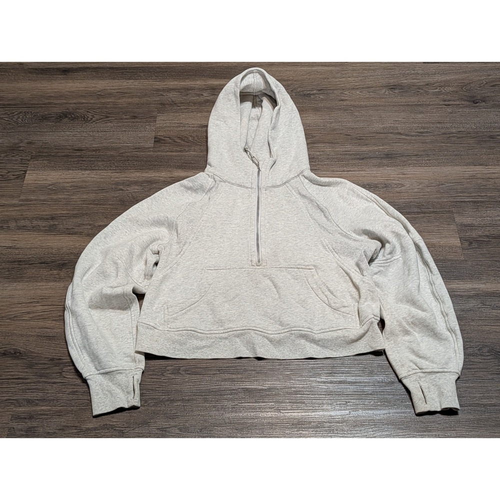 Lululemon Scuba Oversized Half Zip Hoodie Womens XS/S Heather Light Grey LW3DUSS